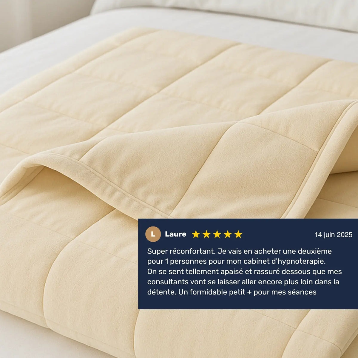 Couverture lestée de 11 kg crème double pliée