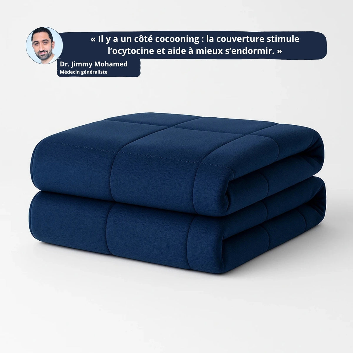 Couverture lestée de 13 kg bleue pliée