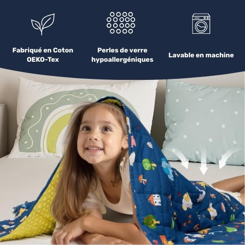 Enfant avec une couverture lestée de 3 kg