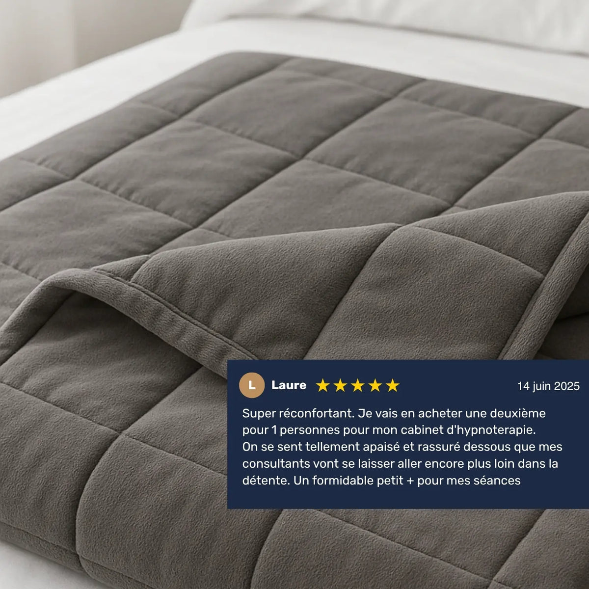 Couverture lestée de 9 kg grise double pliée